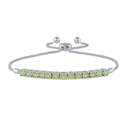 Peridot Sterling Silver Bolo Bracelet