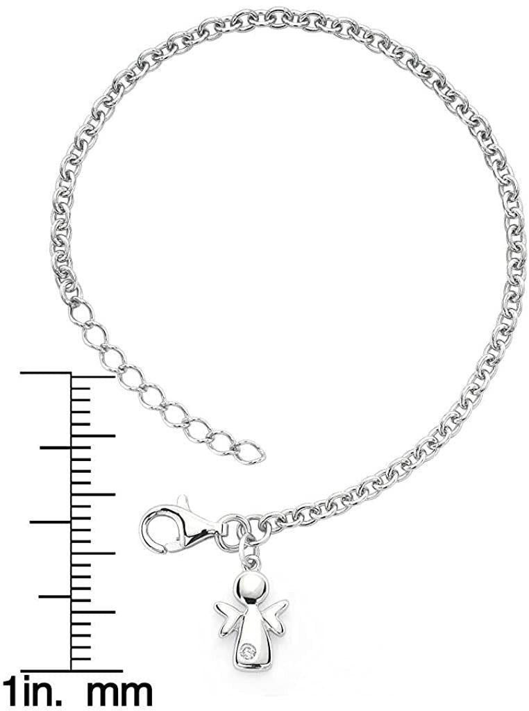 Genuine Diamond Children's Angel Bracelet in Sterling Silver