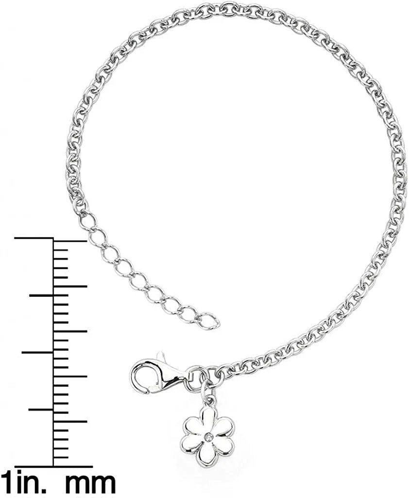 Genuine Diamond Children's Flower Bracelet in Sterling Silver