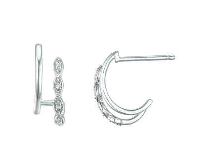 Diamond Twin Hoop Earrings in Sterling Silver