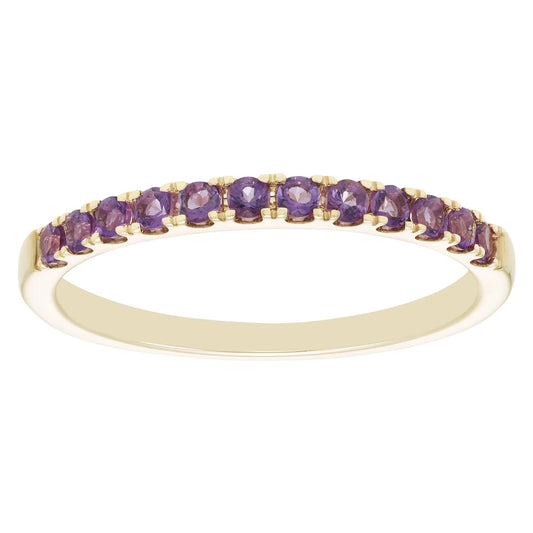 10K Yellow Gold Genuine Amethyst Birthstone Stacking Ring