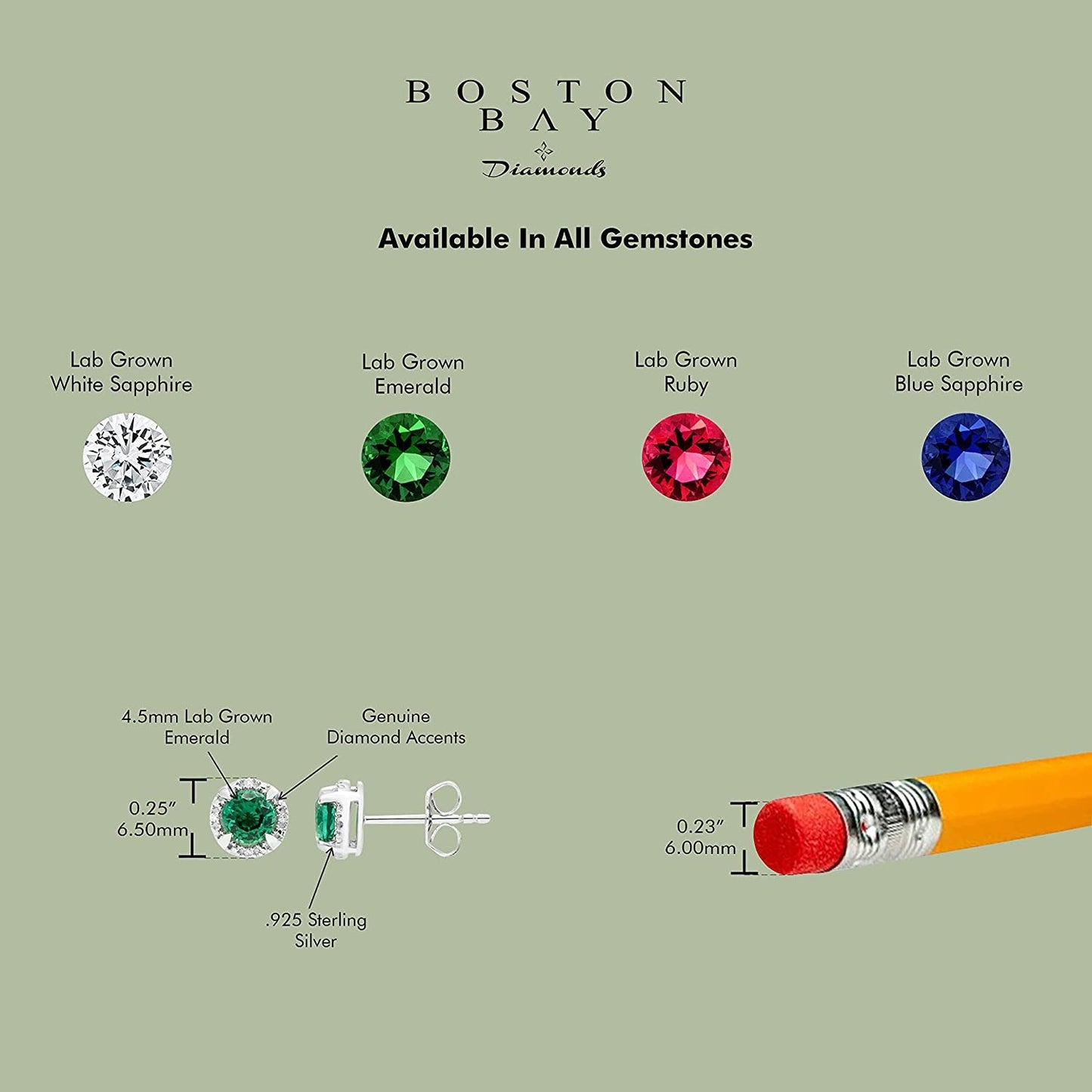 Sterling Silver Lab-Grown Emerald & Genuine Diamond Halo Earrings