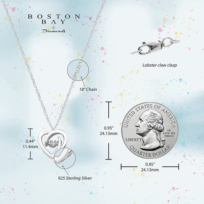 Genuine Dancing Diamond Heart Pendant in Sterling Silver