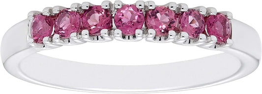 Sterling Silver Genuine Pink Tourmaline 7-Stone Stacking Ring