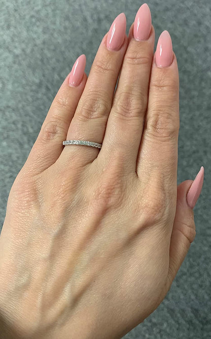 10K White Gold Genuine White Sapphire Birthstone Stacking Ring