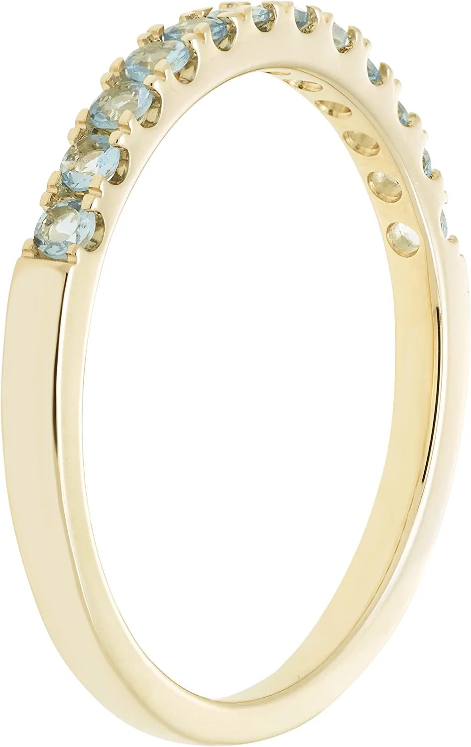 10K White Gold Genuine Aquamarine Birthstone Stacking Ring