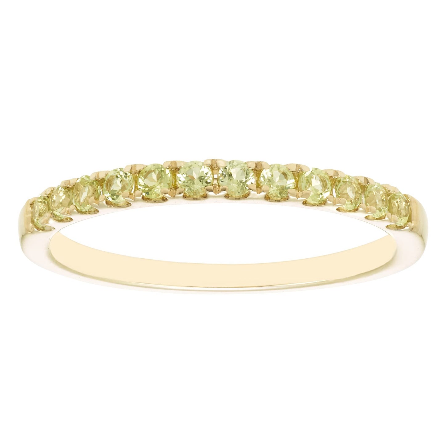10K White Gold Genuine Peridot Birthstone Stacking Ring