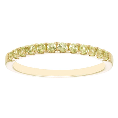 10K White Gold Genuine Peridot Birthstone Stacking Ring