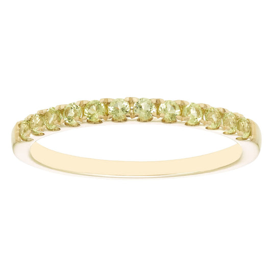 10K White Gold Genuine Peridot Birthstone Stacking Ring