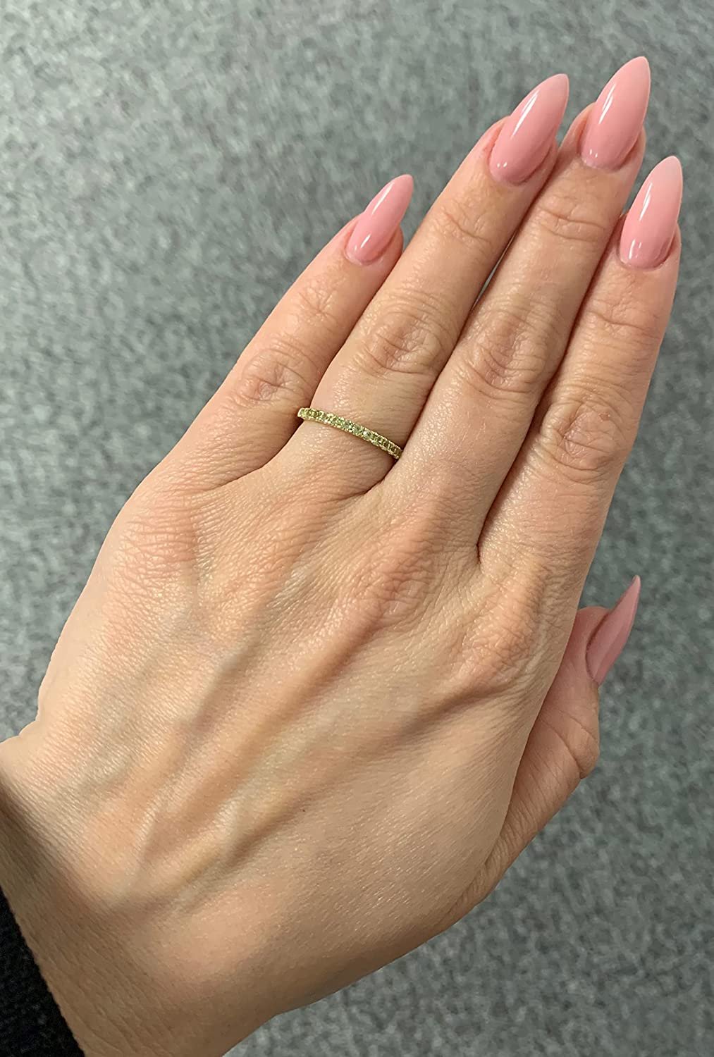 10K White Gold Genuine Peridot Birthstone Stacking Ring