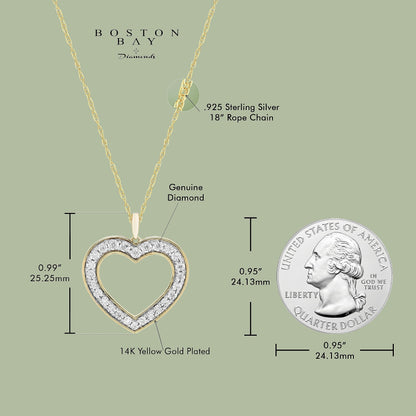 1/5cttw Diamond Open Heart Pendant in 14K Yellow Gold Plated Sterling Silver