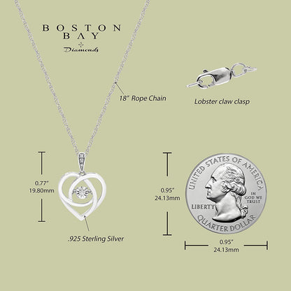 Genuine Dancing Diamond Heart Pendant in Sterling Silver