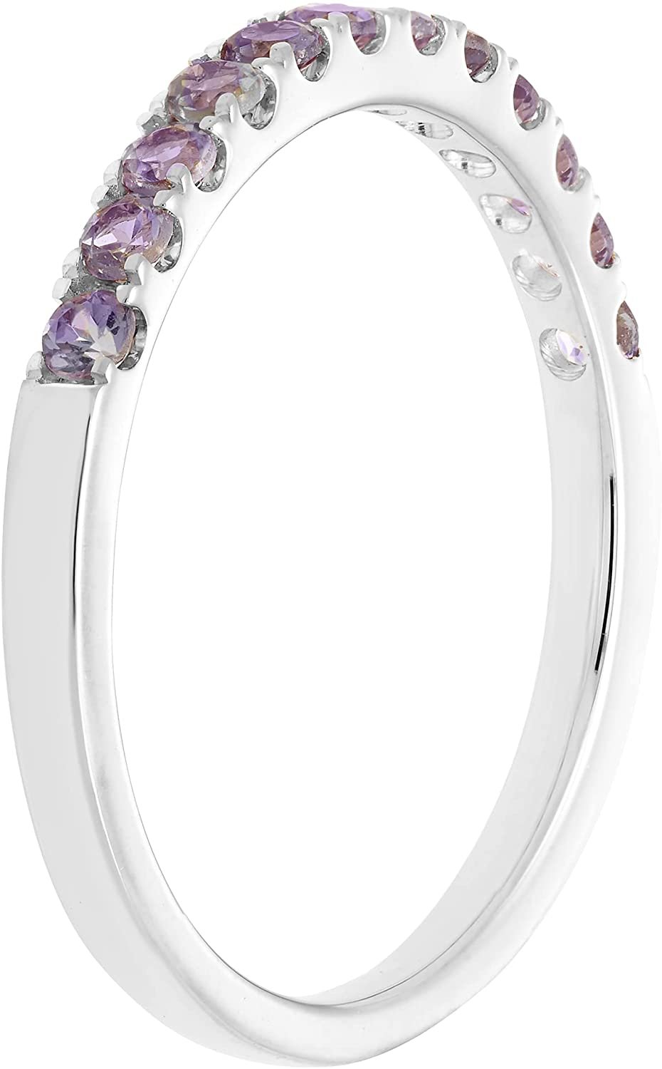 10K White Gold Lab-Grown Alexandrite Birthstone Stacking Ring