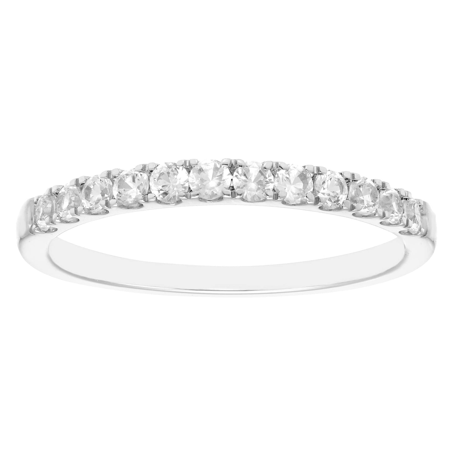 10K White Gold Genuine White Sapphire Birthstone Stacking Ring