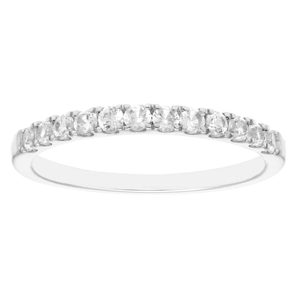 10K White Gold Genuine White Sapphire Birthstone Stacking Ring