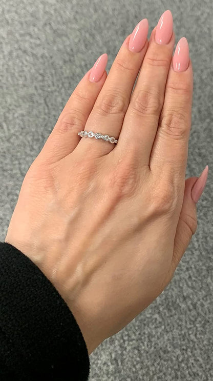 Sterling Silver Lab-Grown White Sapphire & Genuine Diamond Stacking Ring