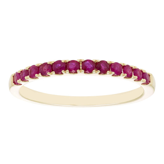 10K Yellow Gold Genuine Ruby Birthstone Stacking Ring