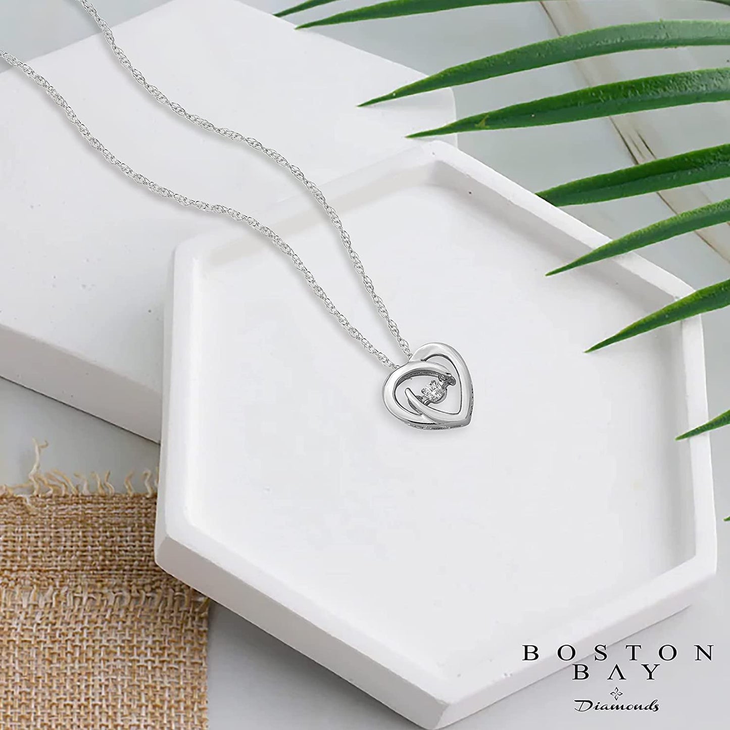 Genuine Dancing Diamond Heart Pendant in Sterling Silver