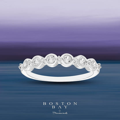 Sterling Silver Lab-Grown White Sapphire & Genuine Diamond Stacking Ring