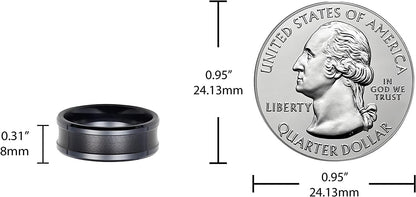 Black Ceramic 8mm Brushed Concave Center Channel Wedding Band
