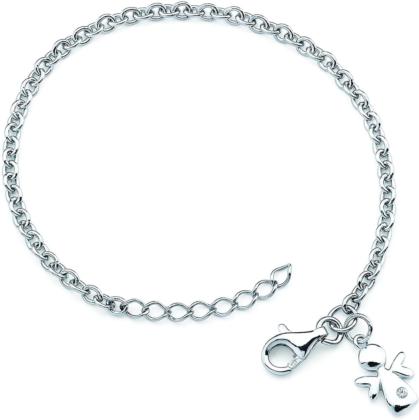 Genuine Diamond Children's Angel Bracelet in Sterling Silver