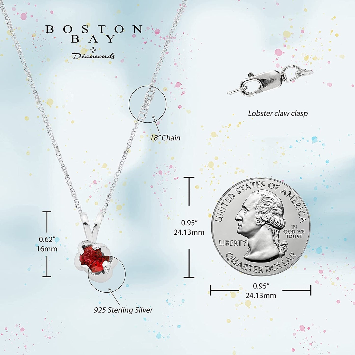 Sterling Silver Lab-Grown Ruby 4-Prong Twist Solitaire Pendant with Chain