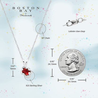 Sterling Silver Lab-Grown Ruby 4-Prong Twist Solitaire Pendant with Chain